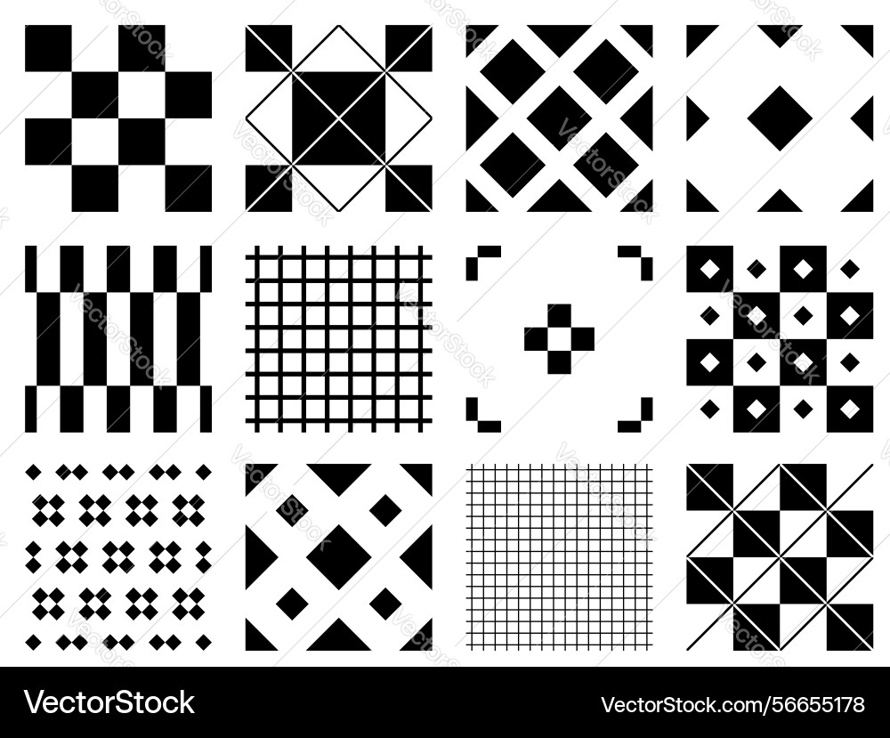 Set of seamless checkered pattern checkerboard vector image