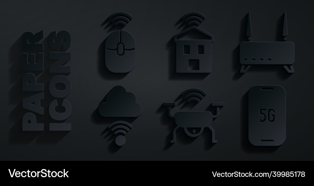 Set smart drone system router and wi-fi signal Set smart drone system router and wi-fi signal Vector Image