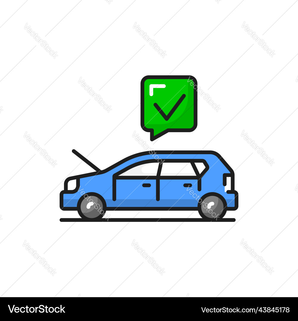 Total automobile check color car with checkmark vector image