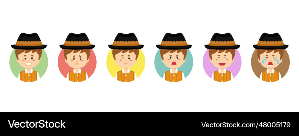 Austrian avatar with various expression Austrian avatar with various expression vector image
