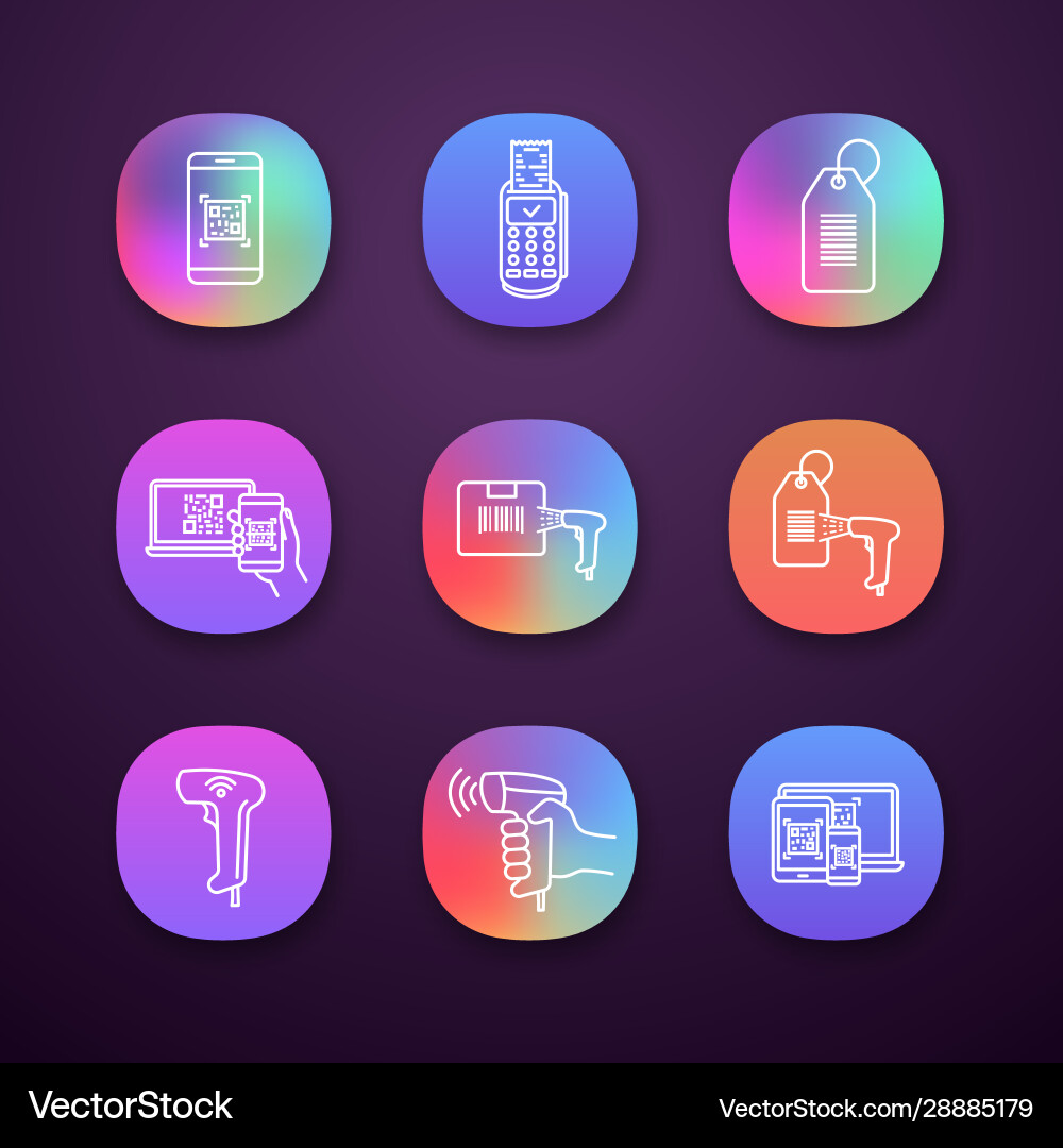 Barcodes app icons set Barcodes app icons set Vector Image