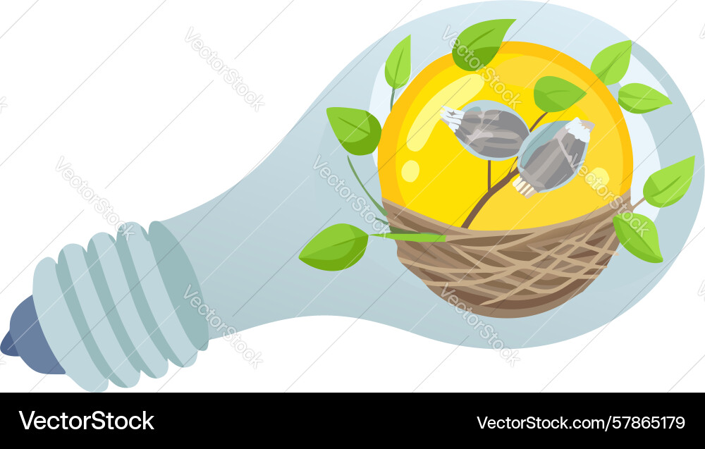 Bird nest in lightbulb natural idea design Vector Image