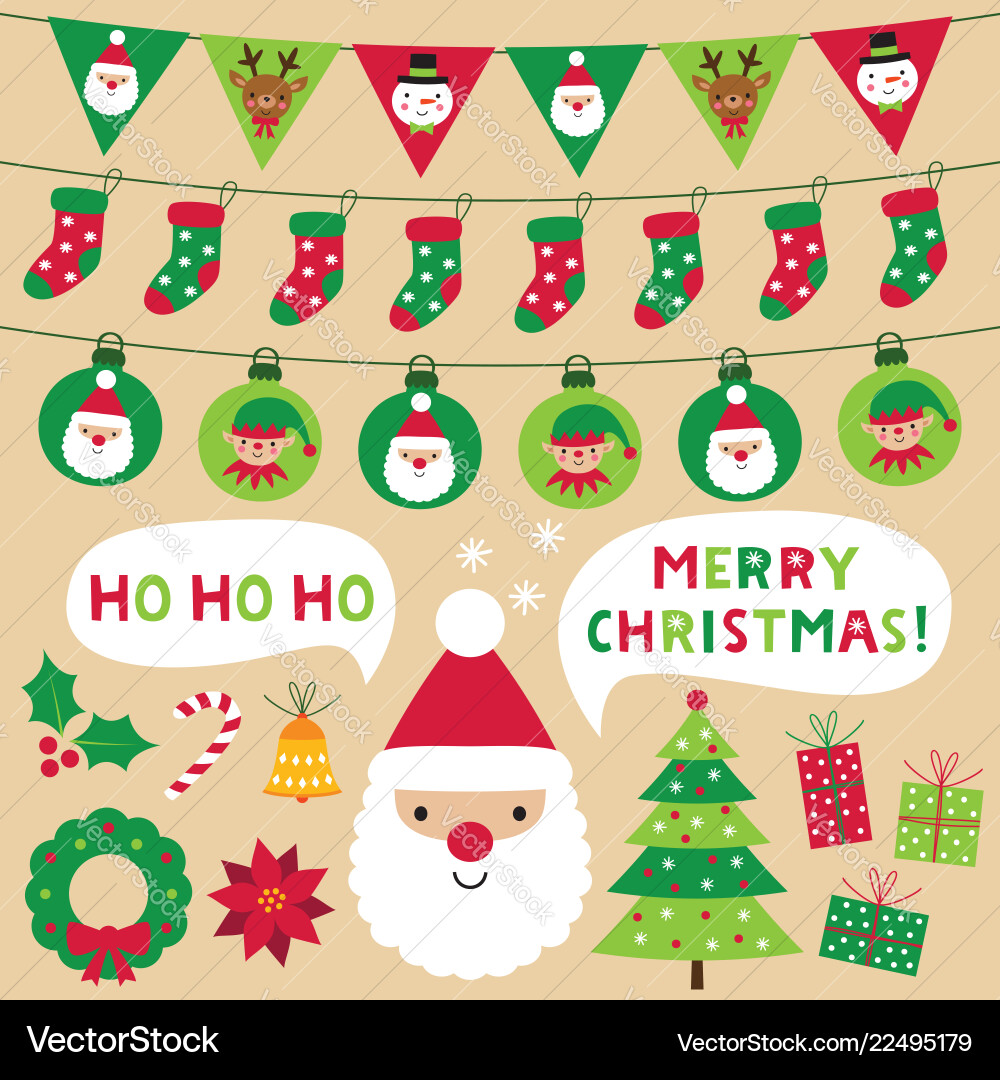 Christmas decoration and design elements set Christmas decoration and design elements set vector image
