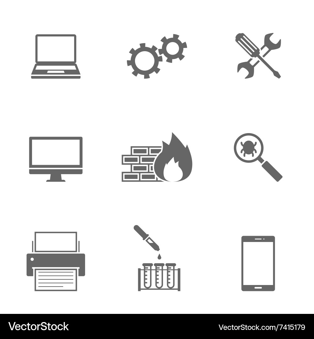 Computer service icons set vector image