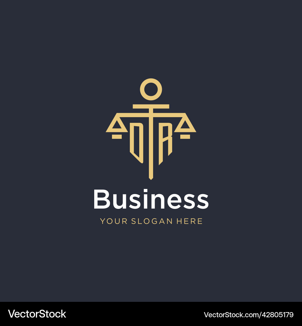 Dr initial monogram logo with scale and pillar Vector Image