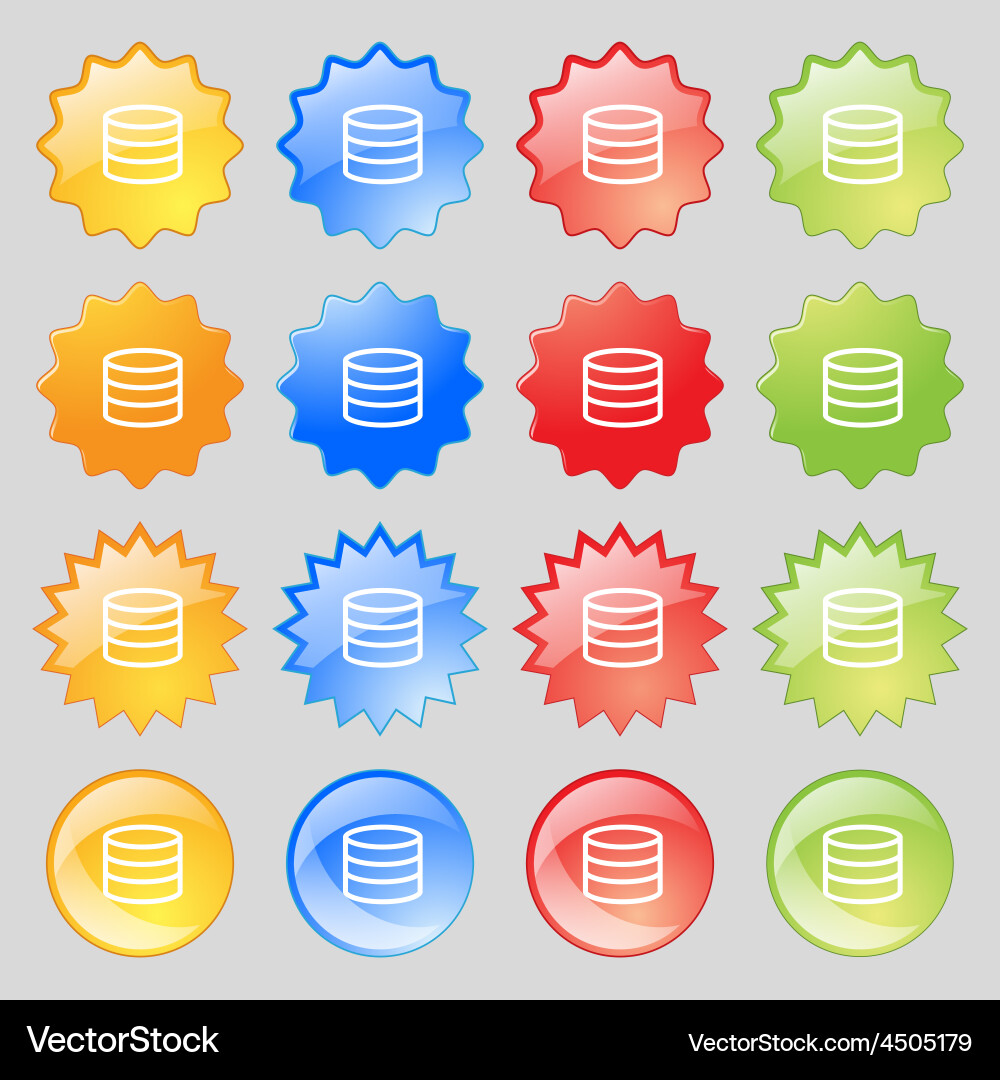 Hard disk and database icon sign big set of 16 vector image