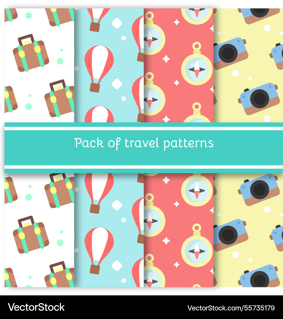 Nice patterns of travel elements in flat design Vector Image