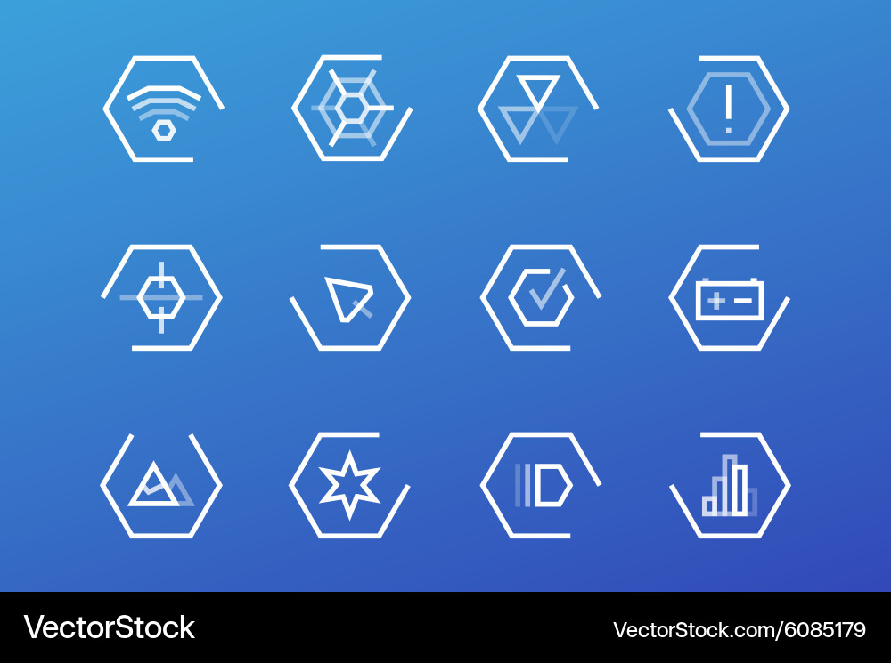 Outline ui technology icons set vector image