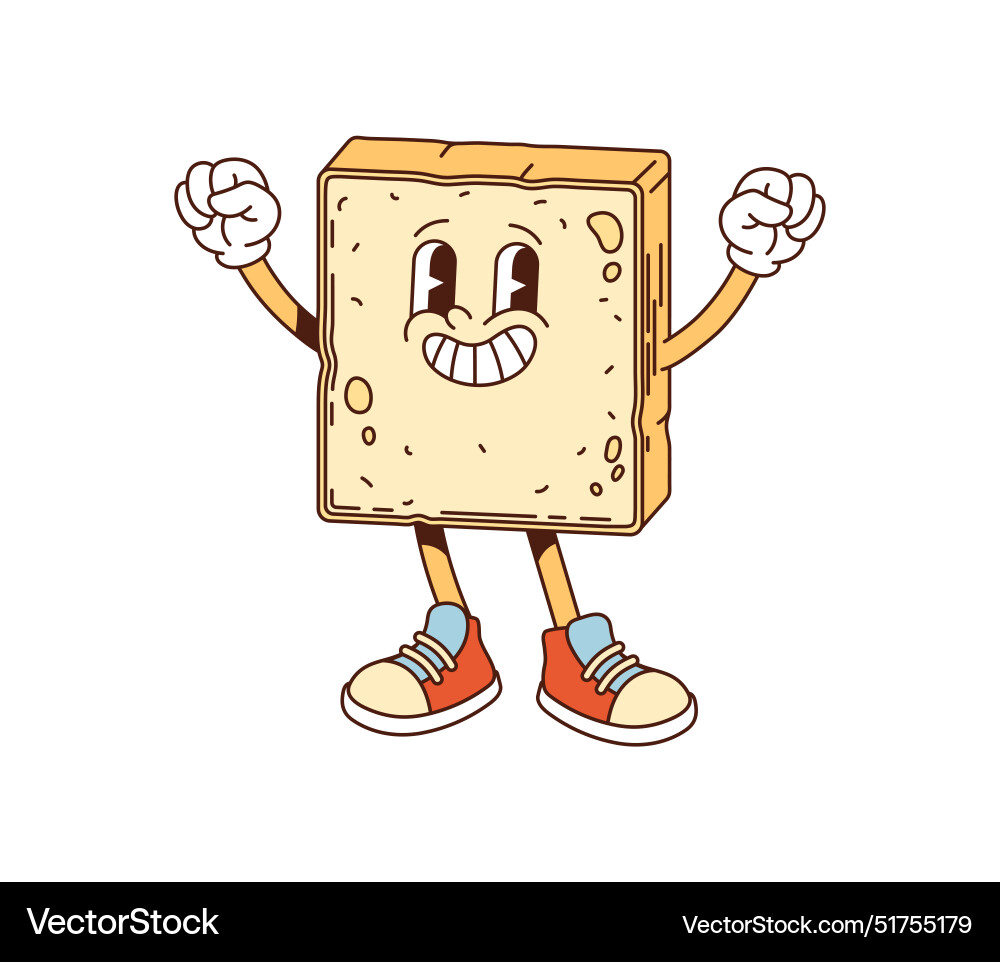 Retro Toast Character - Groovy Slice vector image