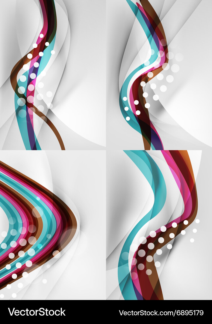 Set abstract backgrounds curve wave lines vector image