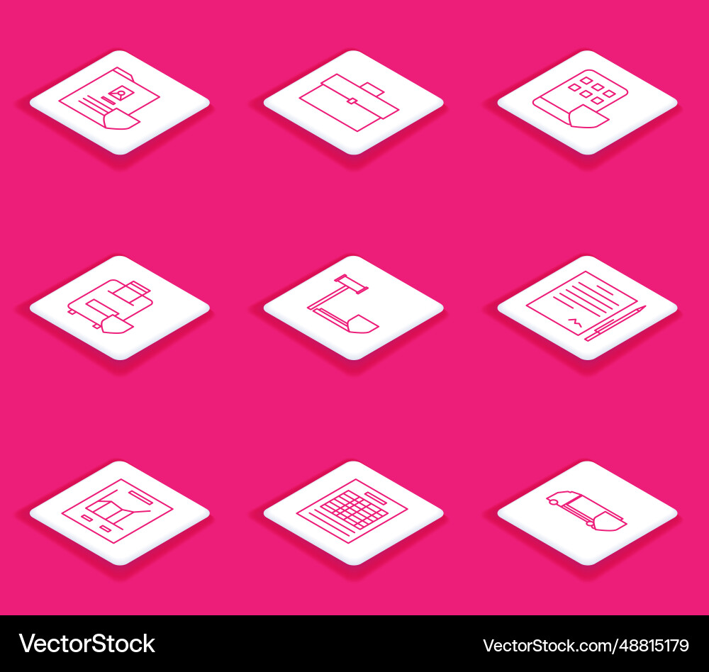 Set line document with shield briefcase Set line document with shield briefcase vector image