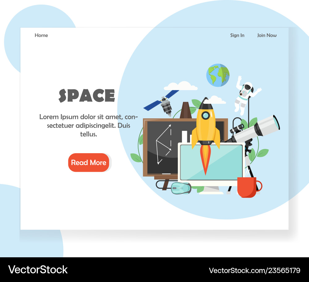 Space website landing page design template Vector Image