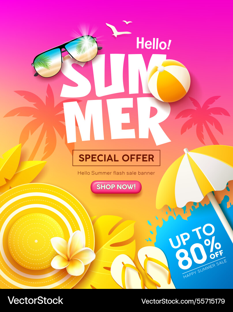 Summer sale yellow tropical holiday concept Summer sale yellow tropical holiday concept vector image