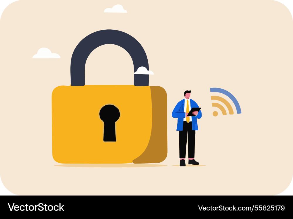 User connect to wifi network with padlock Vector Image