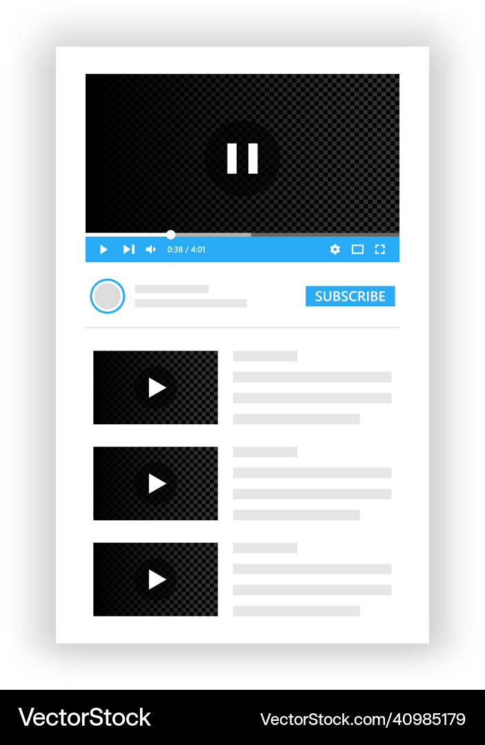 Video player elements for popular app interface Vector Image