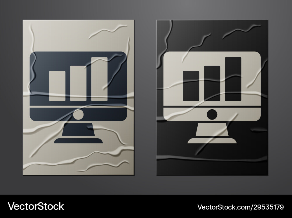 White computer monitor with graph chart icon White computer monitor with graph chart icon vector image