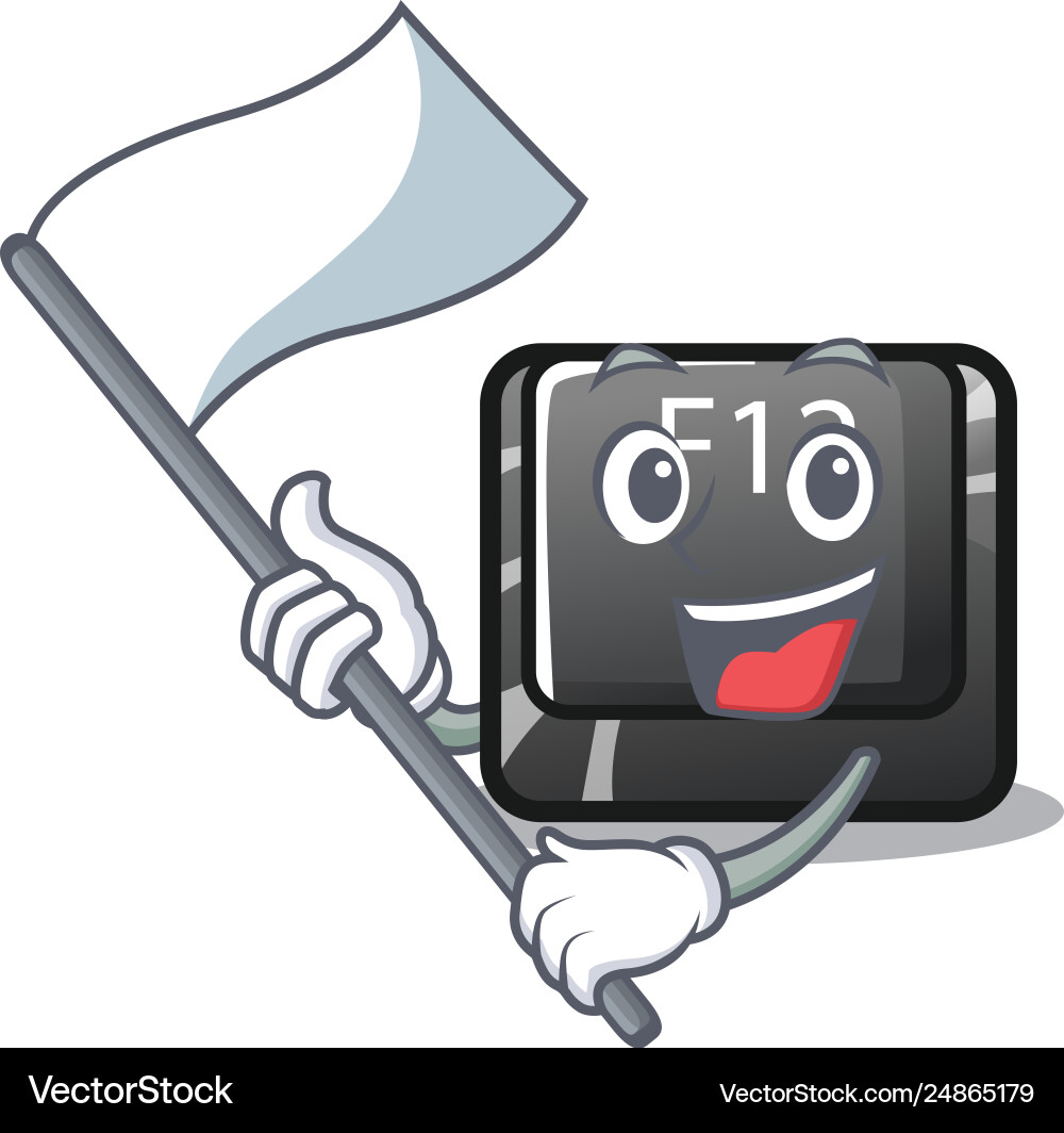With flag f12 button installed on cartoon computer With flag f12 button installed on cartoon computer vector image