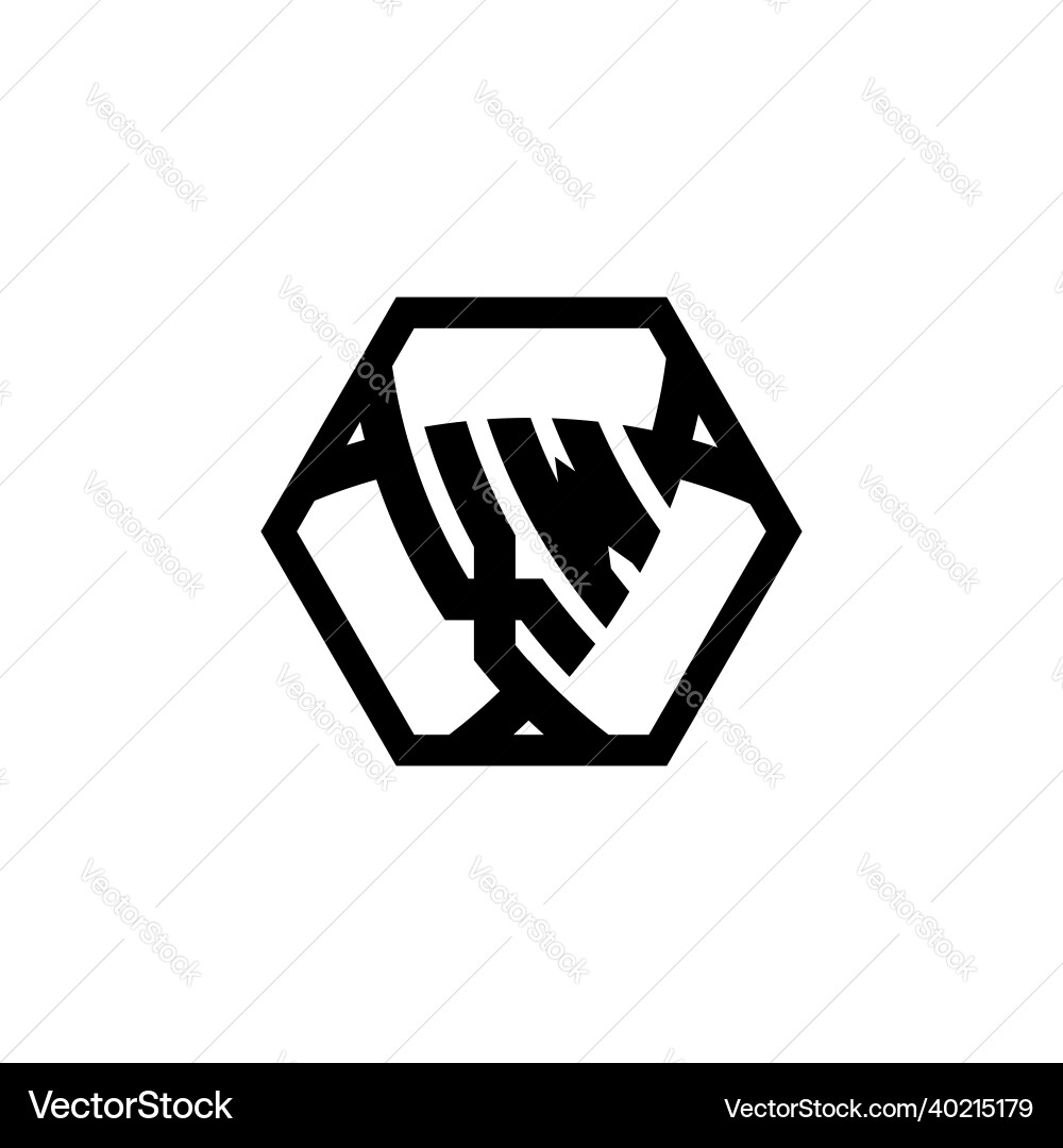 Xw logo monogram triangle shield hexagonal style Vector Image