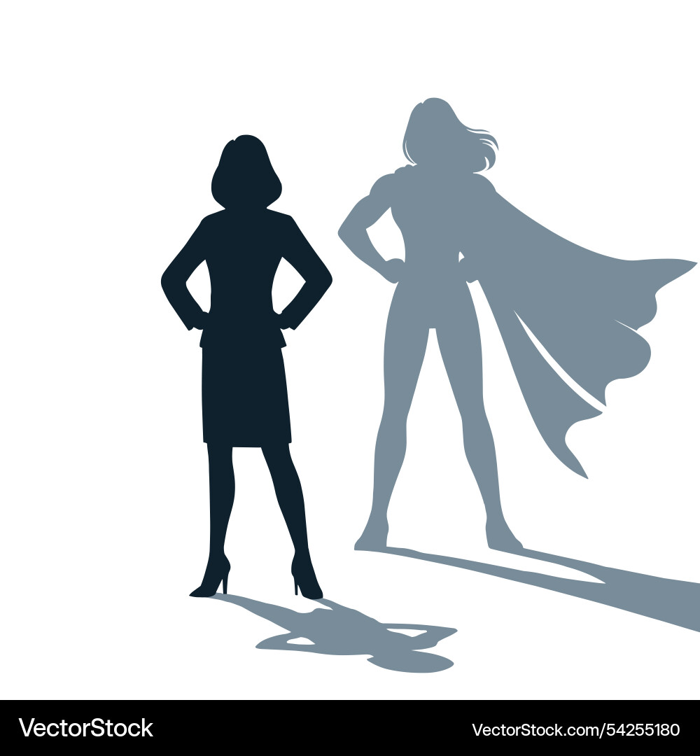 Businesswoman superhero shadow Royalty Free Vector Image