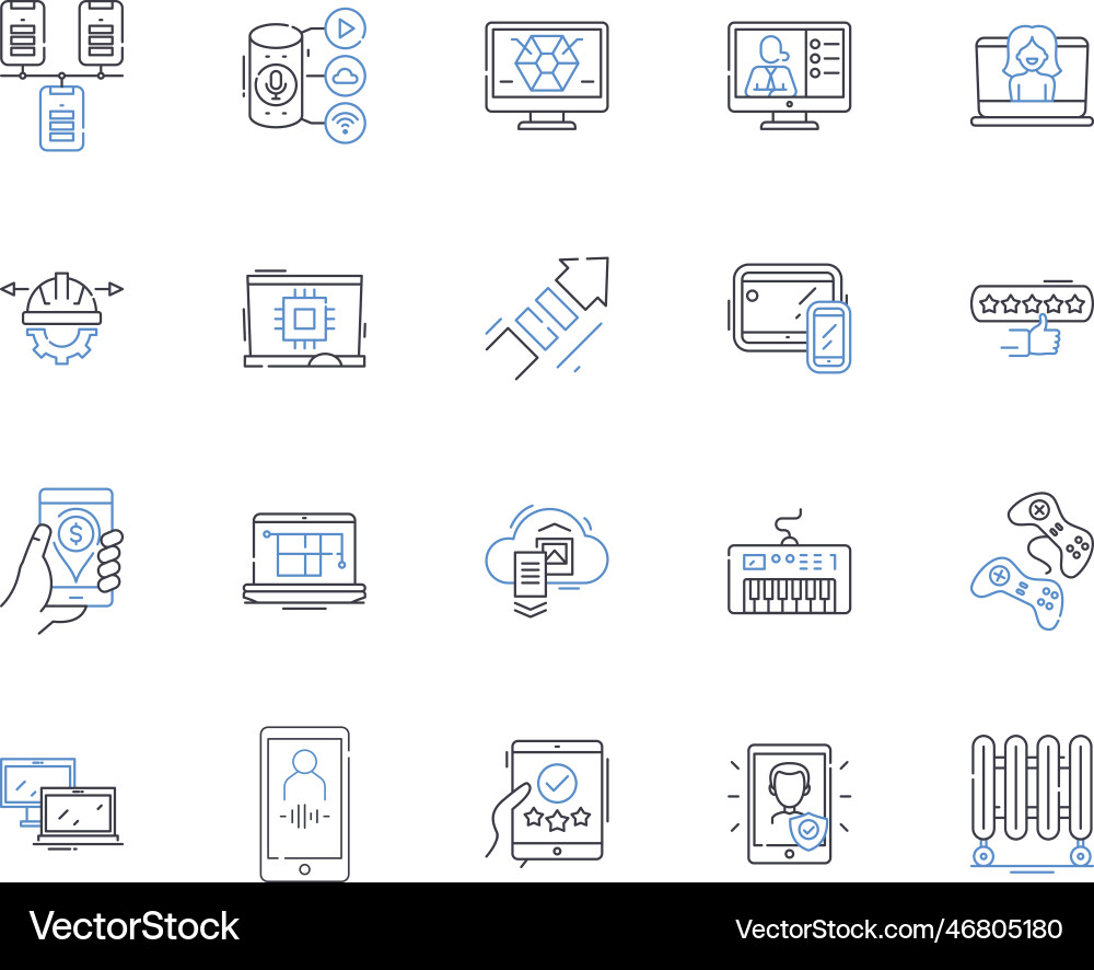 Digital privacy line icons collection encryption Digital privacy line icons collection encryption vector image