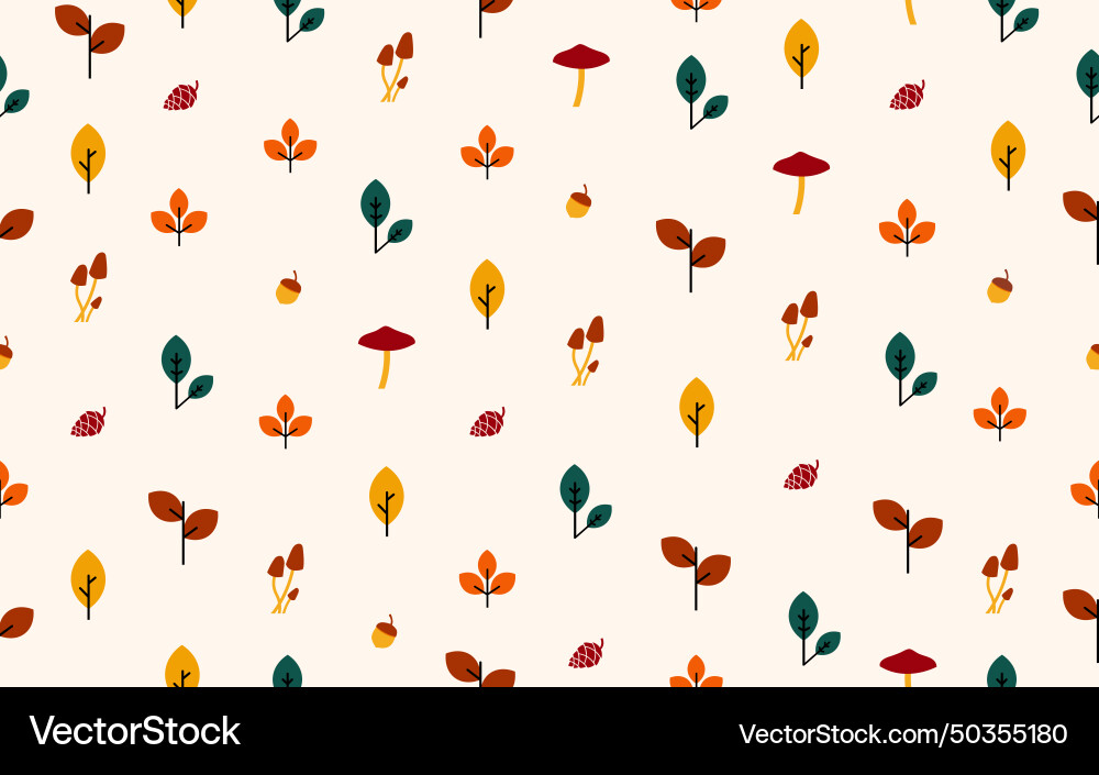 Flat seamless pattern of autumn element falling vector image