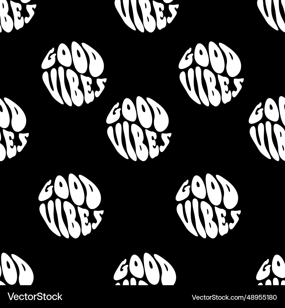 Good vibes only quote in circle seamless pattern Vector Image