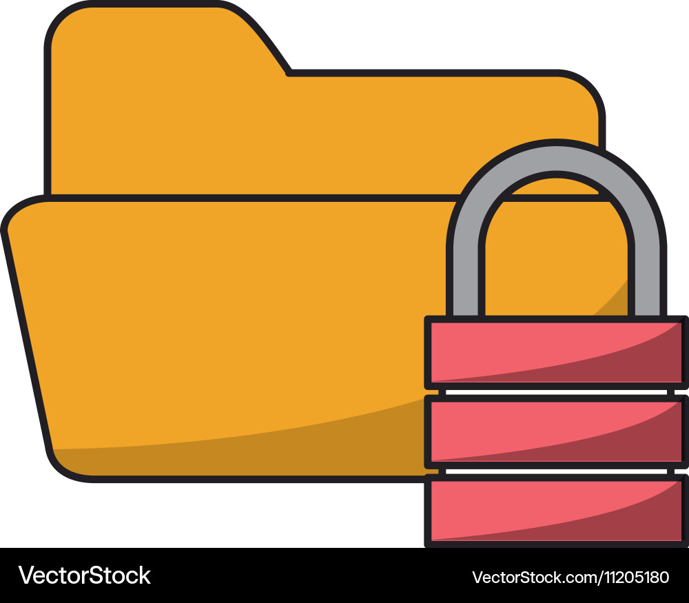 Isolated file padlock and data base design Vector Image