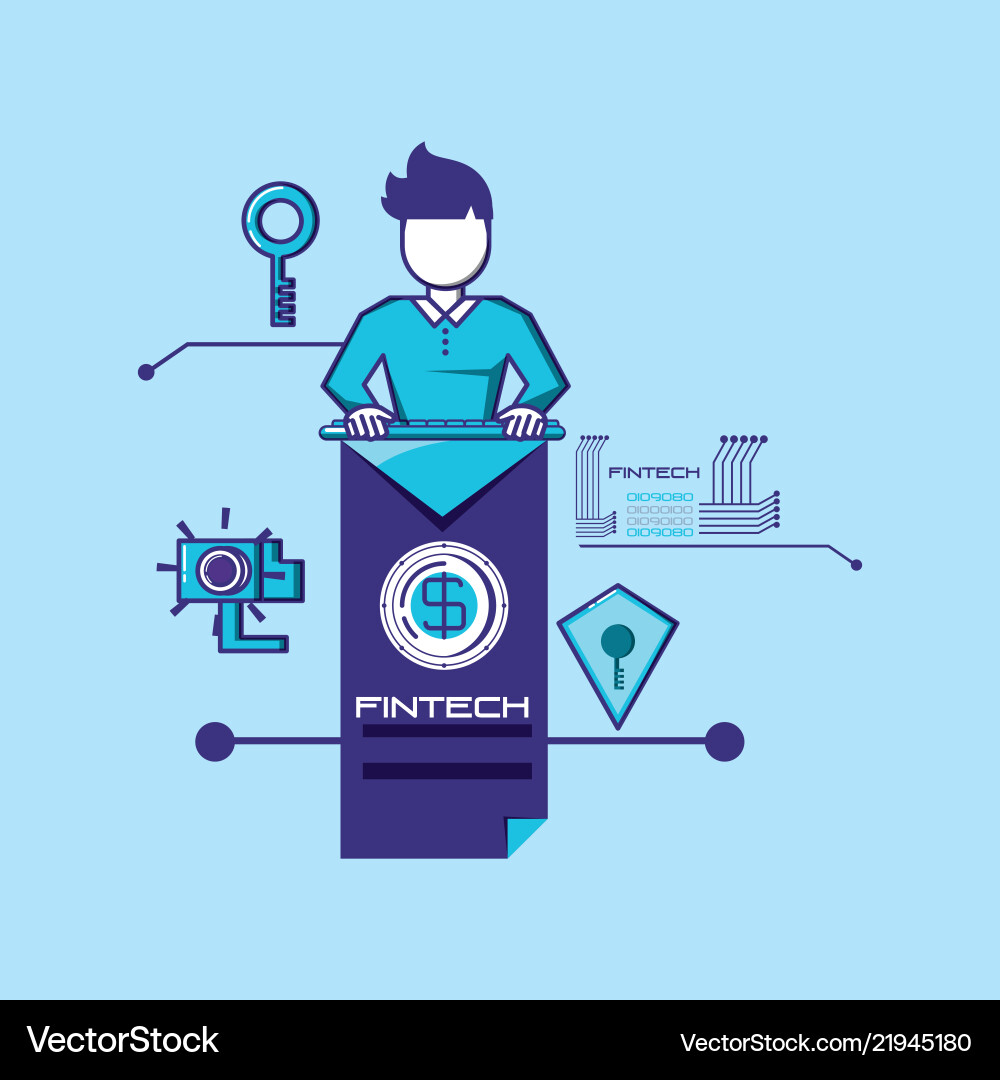 Man using keyboard fintech concept Man using keyboard fintech concept vector image