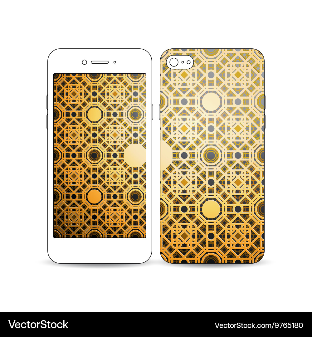 Mobile smartphone with an example of the screen vector image