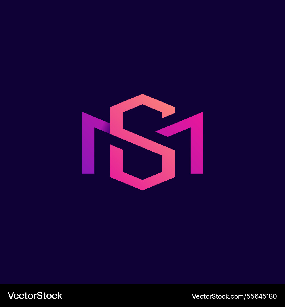 Ms m s creative modern letter icon sm unique artis Ms m s creative modern letter icon sm unique artis vector image