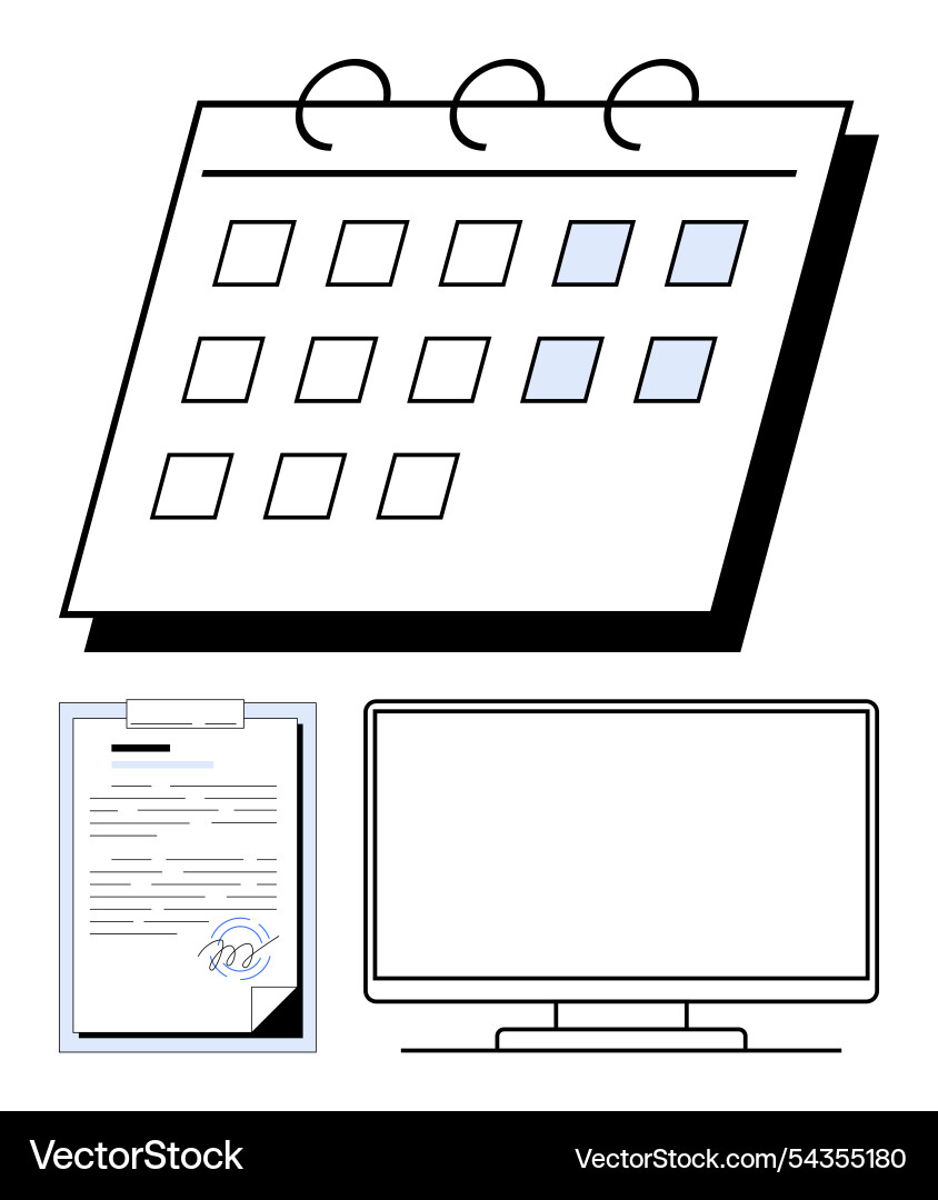 Planner with highlighted dates a document Planner with highlighted dates a document vector image