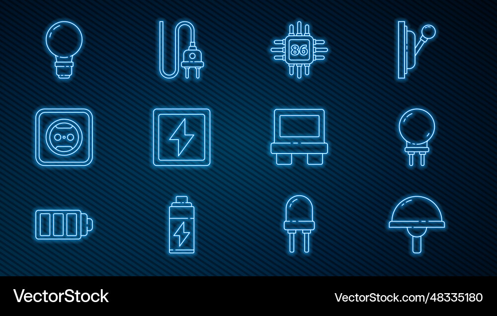 Set line light emitting diode processor vector image