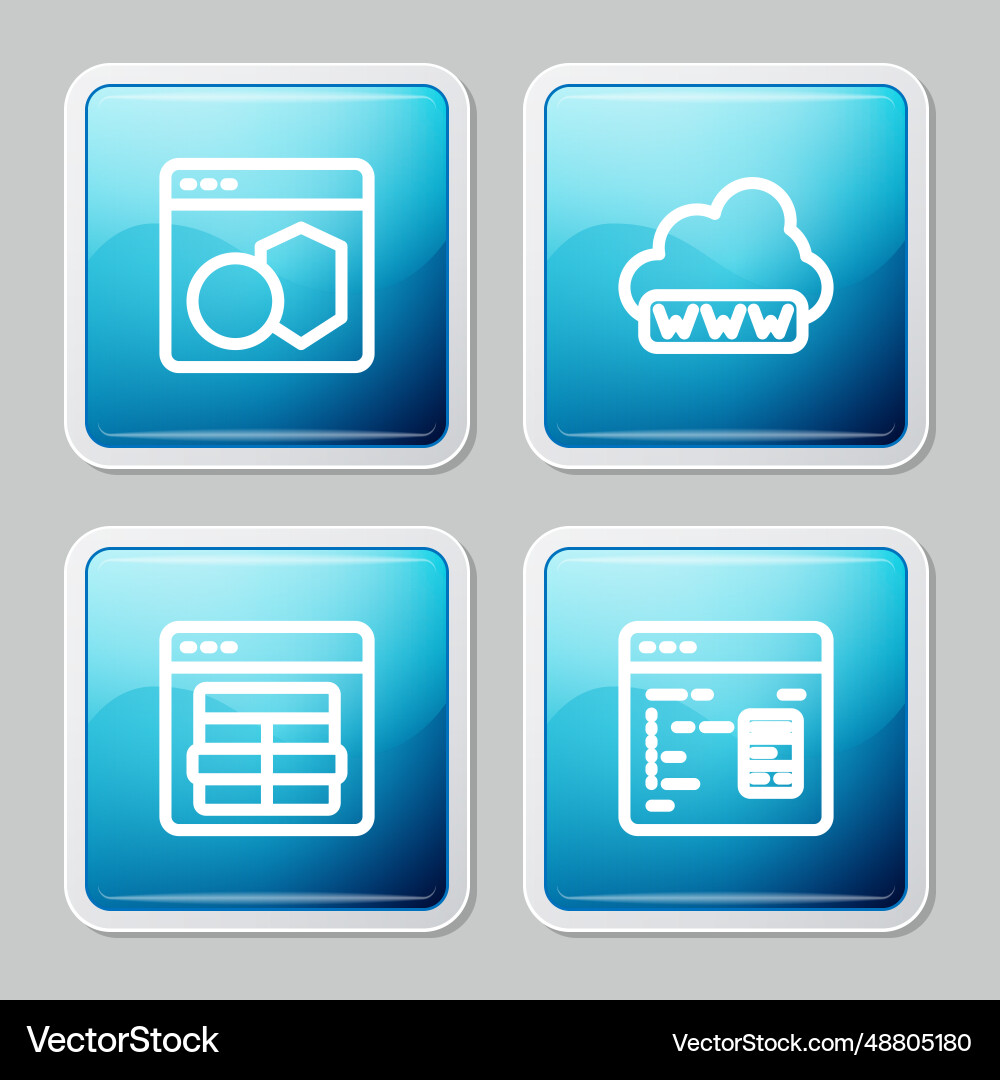Set line software web development mysql code vector image