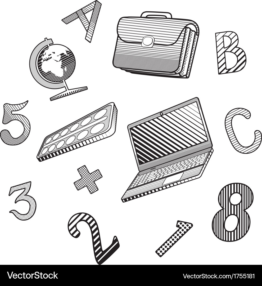 A small set of objects on the school theme Vector Image