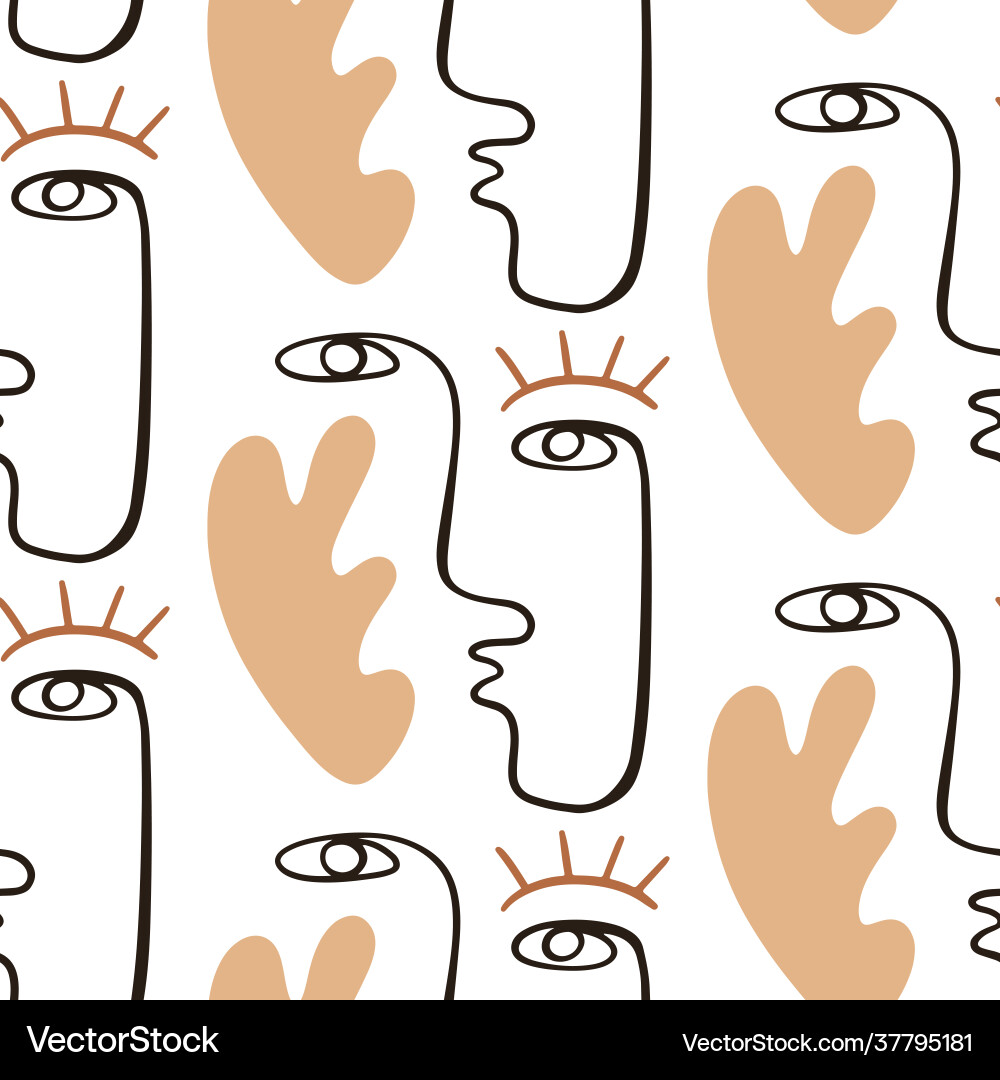 Abstract faces seamless pattern background Abstract faces seamless pattern background Vector Image