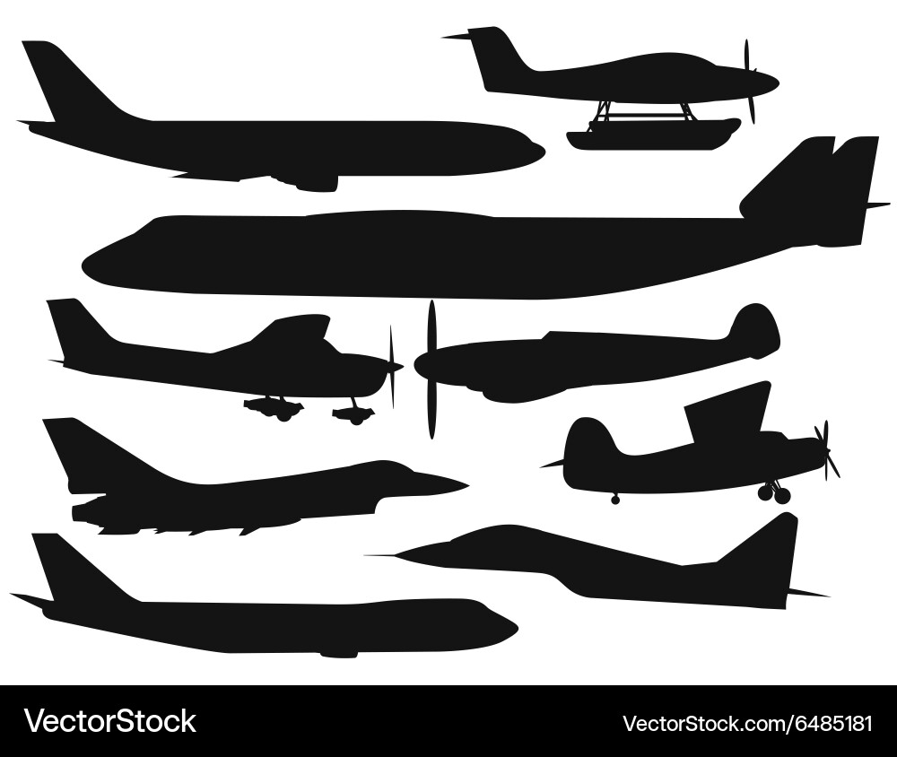 Airplane Silhouette Collection Vector Image