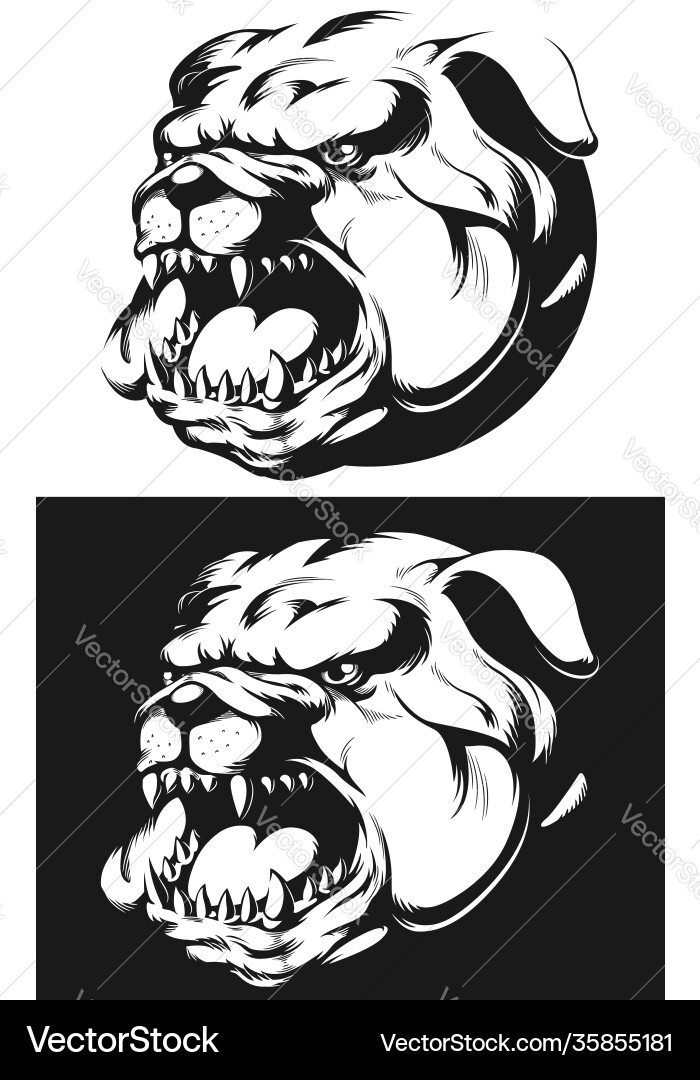 Angry Bulldog Silhouette Vector Image