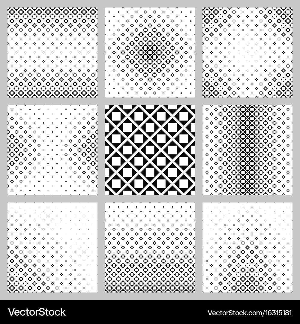 Black and white abstract square pattern set vector image