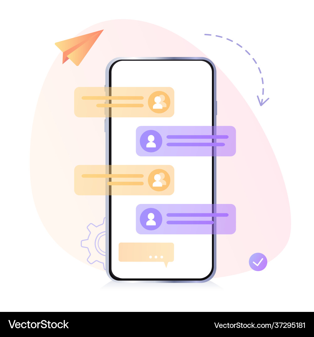 Chat interface application with dialogue vector image