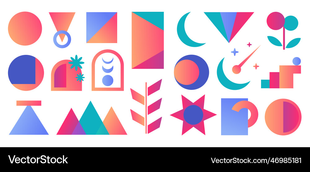 Collection of abstract gradient shapes Vector Image