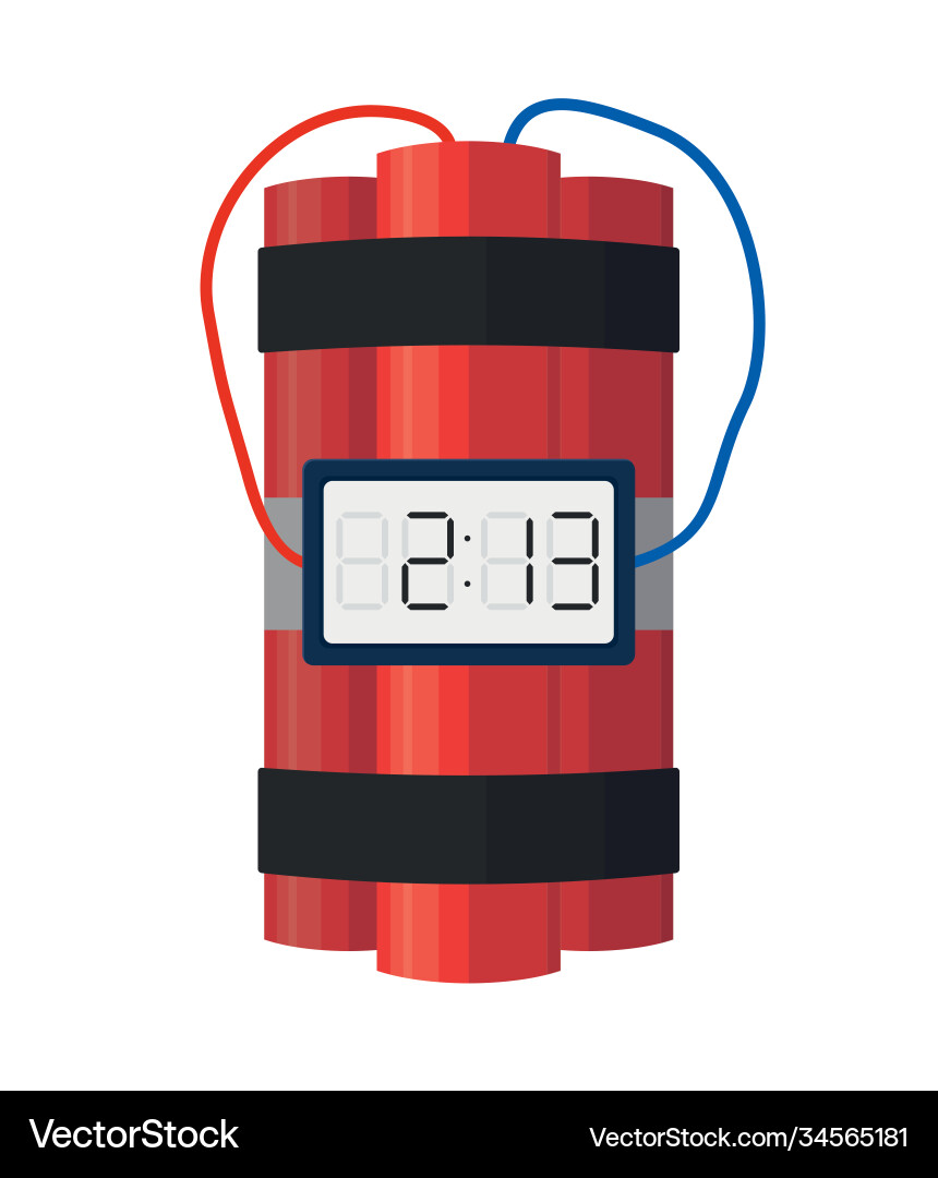 Dynamite bomb explosion with timer detonate Dynamite bomb explosion with timer detonate vector image