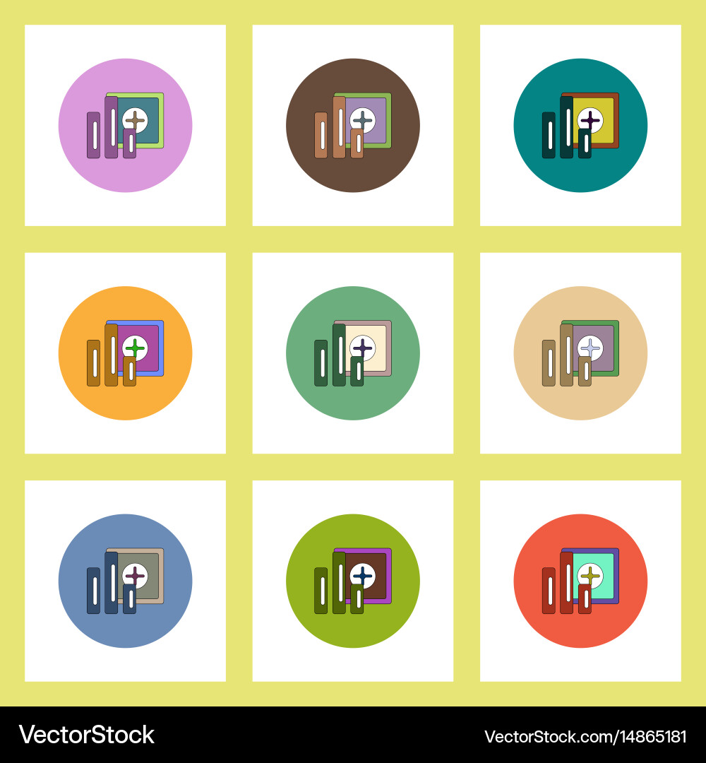 Flat icons set of column chart and safe concept Vector Image