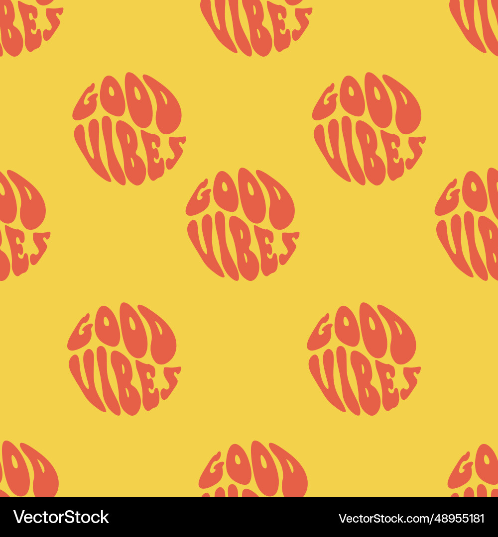 Good vibes only quote in circle seamless pattern Vector Image