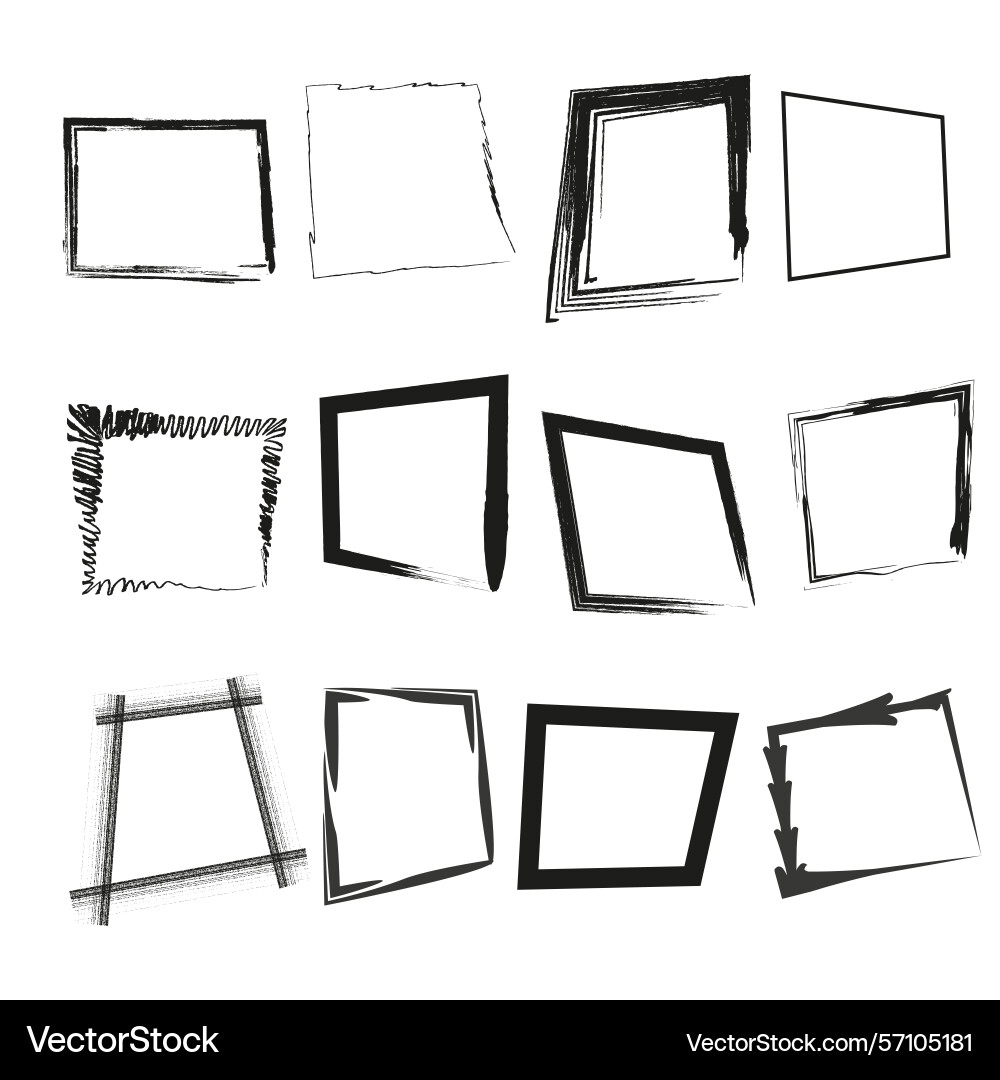 Grunge square shapes sketch frames abstract rough Grunge square shapes sketch frames abstract rough Vector Image
