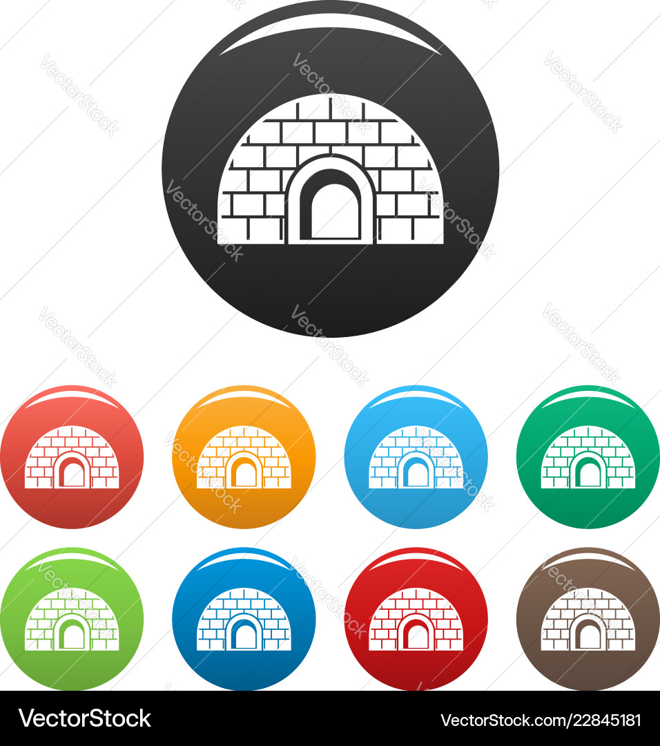 Igloo icons set color Igloo icons set color vector image