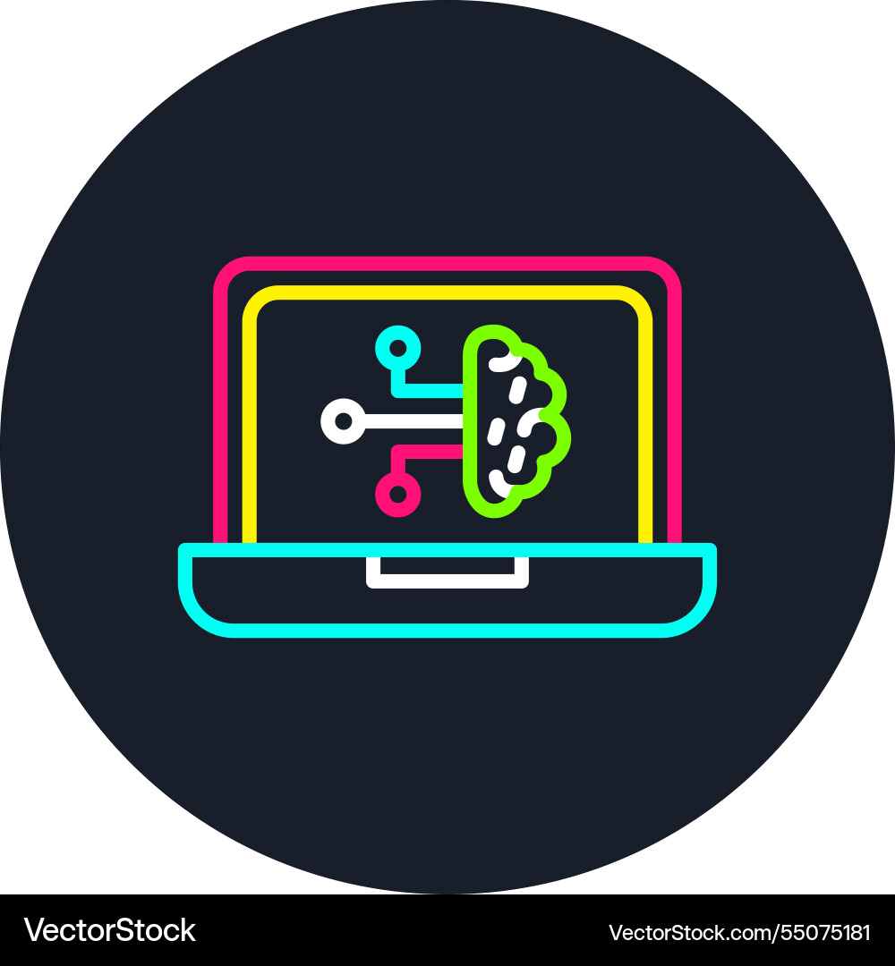 Machine learning line multi color icon Vector Image