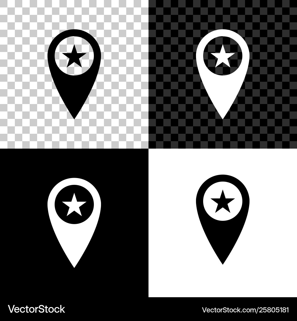 Map pointer with star icon isolated on black Map pointer with star icon isolated on black vector image