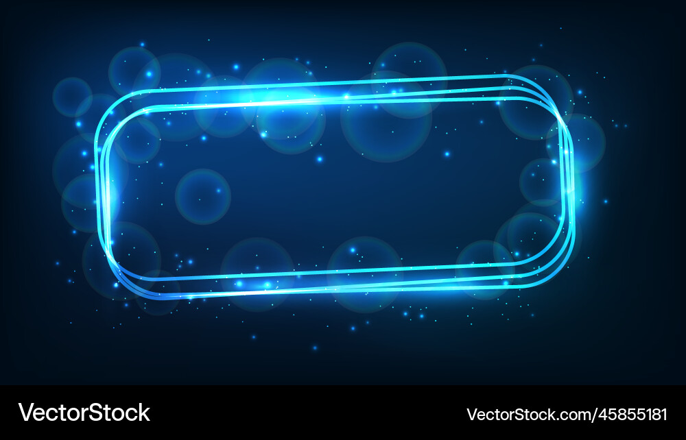 Neon rectangular frame with shining effects Neon rectangular frame with shining effects vector image