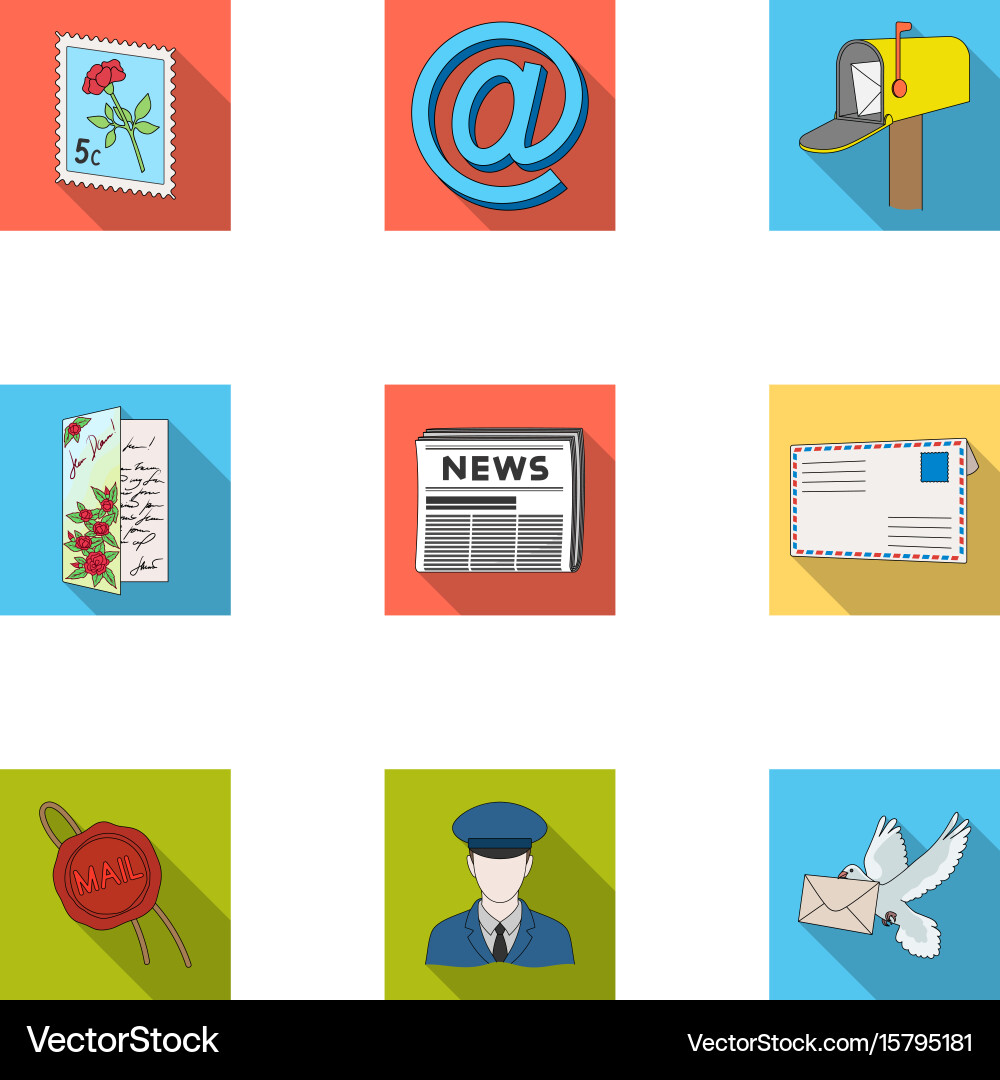 Postman envelope mail box and other attributes vector image