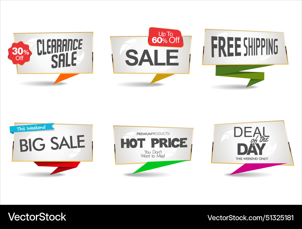 Sale banner collection concept discount promotion Vector Image